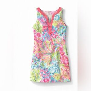 Lily Pulitzer Vibrant Sleeveless Dress with Pink and Blue Floral Pattern size 0.